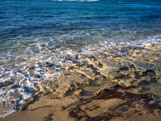 Ocean Water on a Lava Reef Near Diamond Head Crater.