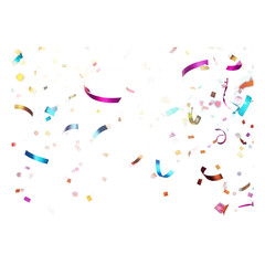 A vibrant and colorful confetti explosion with blurred lights creates an enchanting atmosphere for celebrations or special events. The transparent background png
