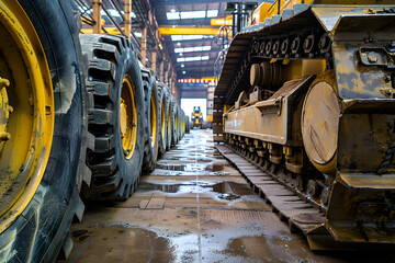Heavy Industrial Vehicles Parked in Facility
