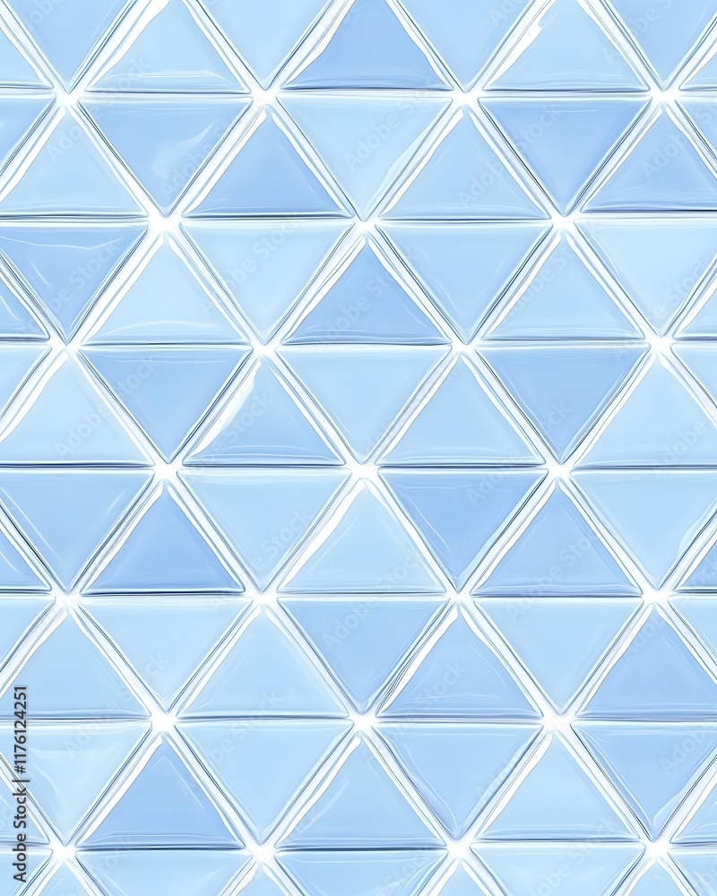 Poster interlocking light blue glossy triangular pattern