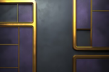 Abstract Gold Frame Purple Panels Design