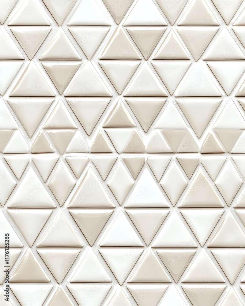 Poster interlocking triangular tile pattern: off-white and beige