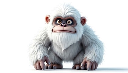 Obraz premium Adorable Yeti Cub: A Fluffy 3D Cartoon Character