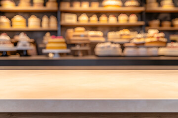 Light Beige Countertop with Blurred Bakery Display