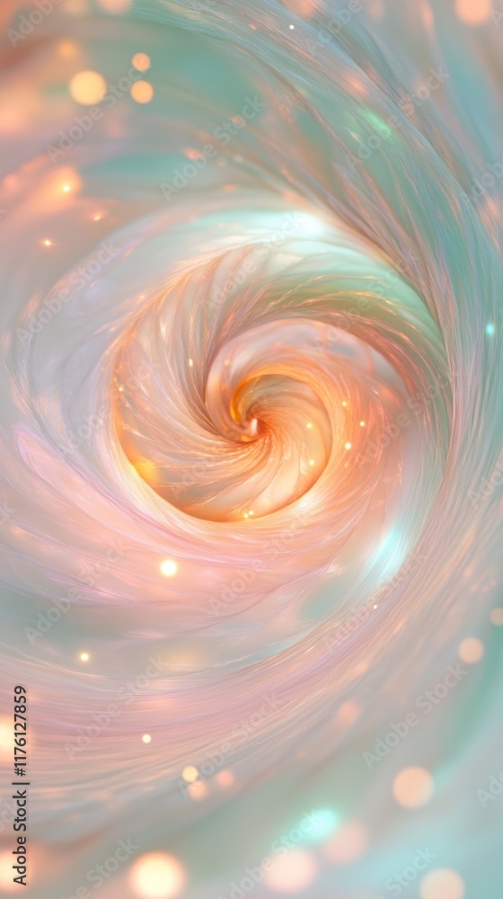 Poster beautiful abstract swirling patterns with soft pastel colors and glowing lights creating a dreamy an