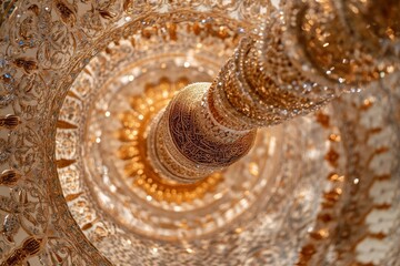 Minaret of Hazrat Sultan Mosque. Islamic background mosque. Mosque design in Islamic religious architectural traditions. Creative abstract photography 