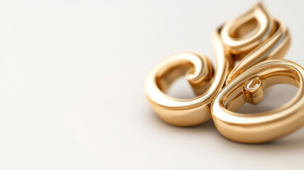 Close-up of a golden, stylized, 3D, ornate, decorative,  letter,  jewelry,  design,  fashion,  symbol,  ornament.