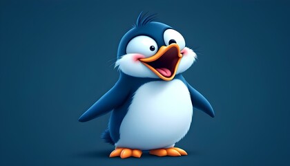 Fototapeta premium Joyful Cartoon Penguin: A Delightful 3D Render