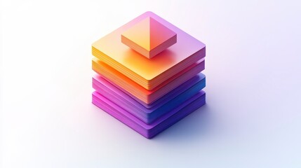 Stacked colorful geometric shapes, 3D render.