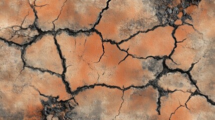 Obraz premium Cracked, dry earth texture in orange and brown tones.
