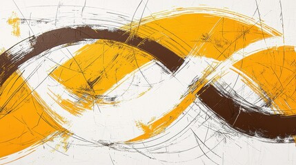Abstract Orange Brown White Swirls Painting Modern Canvas Art Texture