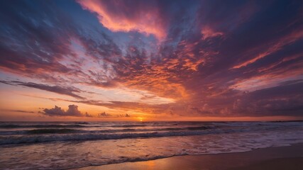 Naklejka premium background image of the sky at sunset on the beach