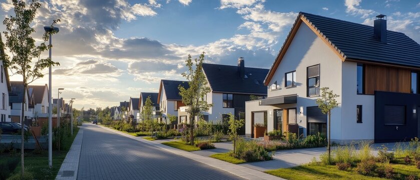 Constructing houses for rising rural demand in new housing development with copyspace for text