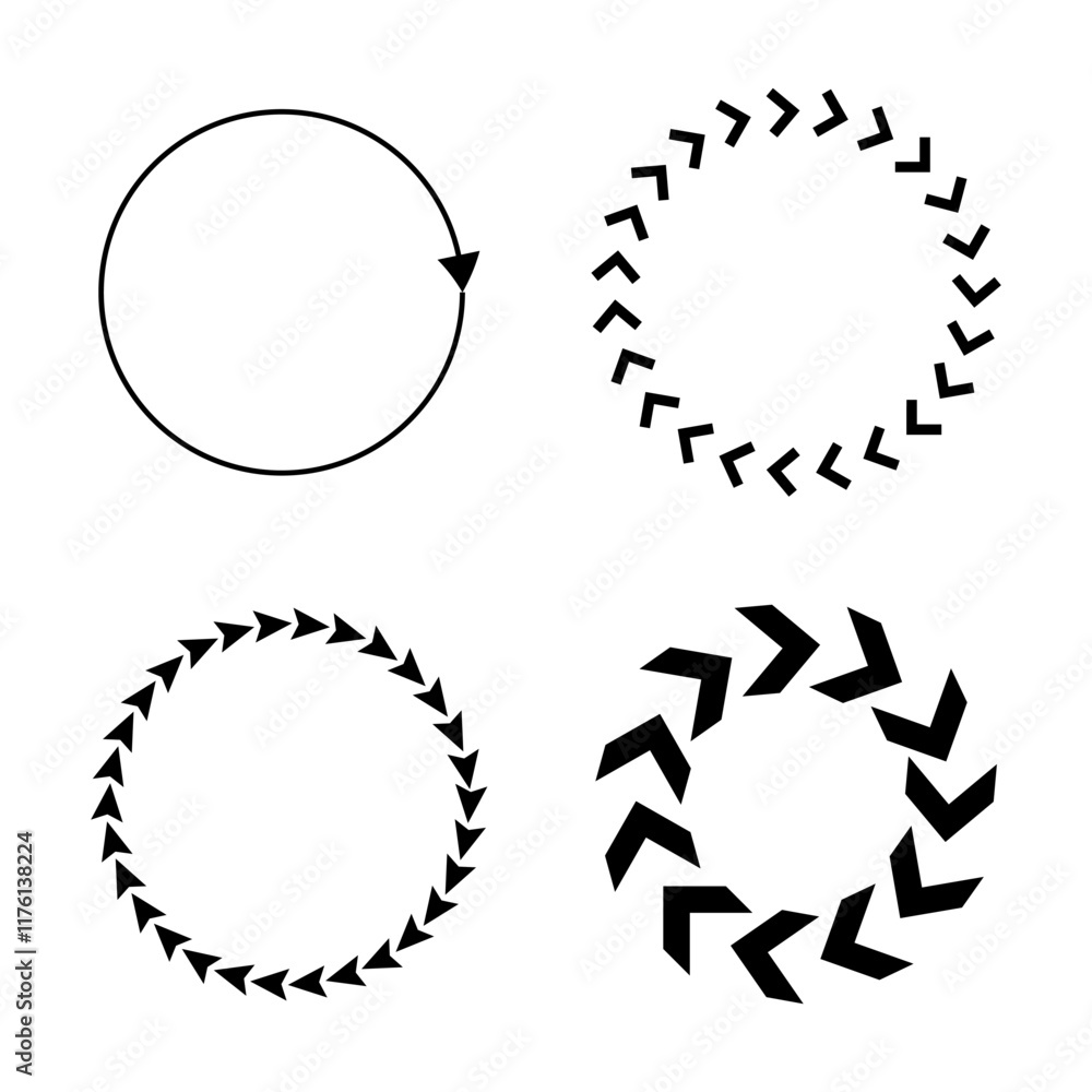 Poster arrow direction set. geometric path icons. multiple arrow styles. simple vector graphic.