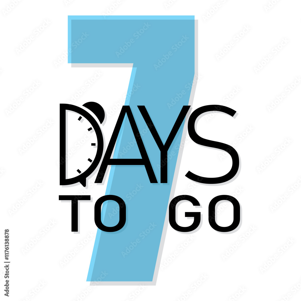 Aufkleber 7 days countdown. seven days left. blue number seven. countdown timer vector.