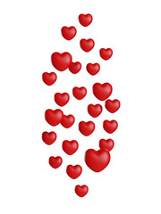 red hearts live reaction 3d isolated on transparent background 