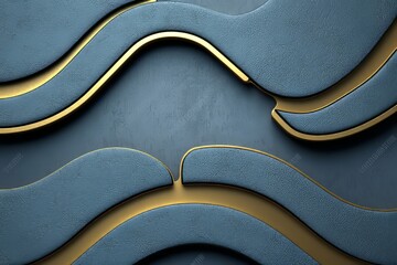 Abstract Blue and Gold Wave Design