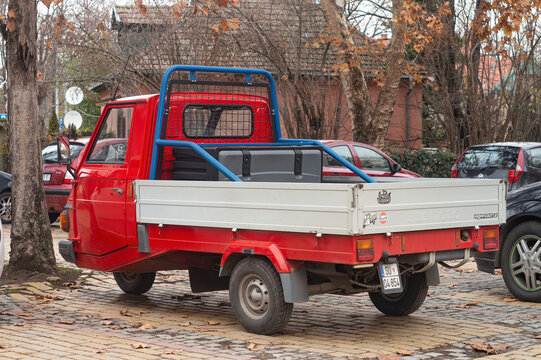 Piaggio Ape Car p3 (Vespacar). Practical, load-bearing, and inexpensive three-wheeled light commercial moto-vehicle as a solution to the problem of constant car price increases. 10.12.24 Palic, Serbia