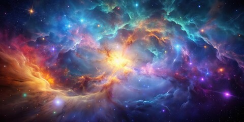 Fototapeta premium Glowing Nebula Background, Ethos, Starry Night, Ethos, Starry Night, Nebula,Astronomical, Hypnotic, Dark Sky, Galactic