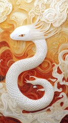 Obraz premium Happy Chinese New Year, year of the snake zodiac sign hanging beautiful on red background.