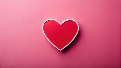Obraz premium Red heart shape sticker on a pink background with a subtle gradient effect, pink background, stickers for sale