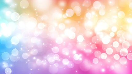 Fototapeta premium Pastel rainbow bokeh background with glowing lights and sparkles.