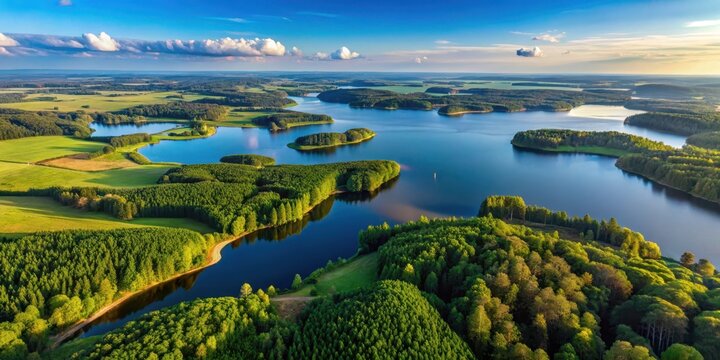 Aerial view of Mazury landscape with forests and lakes, forests, mazury landscape, forests