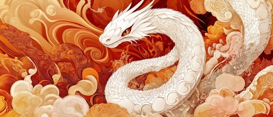 Obraz premium Happy Chinese New Year, year of the snake zodiac sign hanging beautiful on red background.