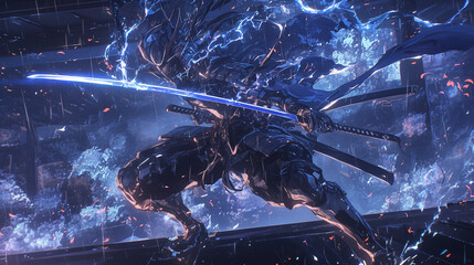 Samurai, Japan, Japanese, ninja, katana, Japanese sword, duel, art, scene, cool, luminous, magic circle, mandala, emotion, sunset, beauty, war, battle, armor, warrior, snow, mountain, Fuji,