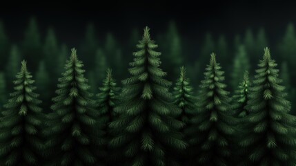 Obraz premium Dense evergreen forest in a mysterious dark setting