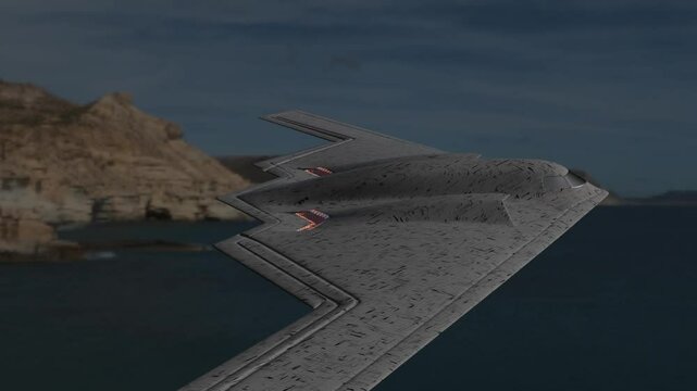 B-2 Fighter jet in sky - sea .