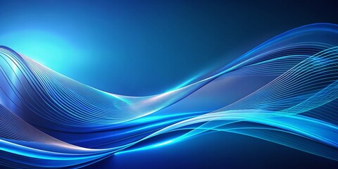 Fototapeta premium Abstract Blue Technology Background with Wavy Lines - Modern Design