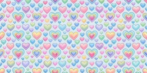 Pastel Rainbow Seamless Pattern with Colorful Hearts , seamless, love,  seamless, love, design, flowers, colorful, pastel