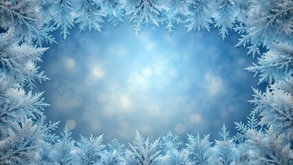 Delicate Frost Crystal Border on Ice , frosty, ,  frosty,icy, glassy
