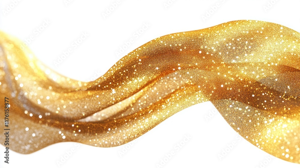 Poster shimmering gold fabric with sparkles on a white background, capturing the essence of luxury and eleg