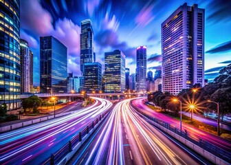 Obraz premium Abstract Light Trails Cityscape Night Long Exposure Phone Wallpaper