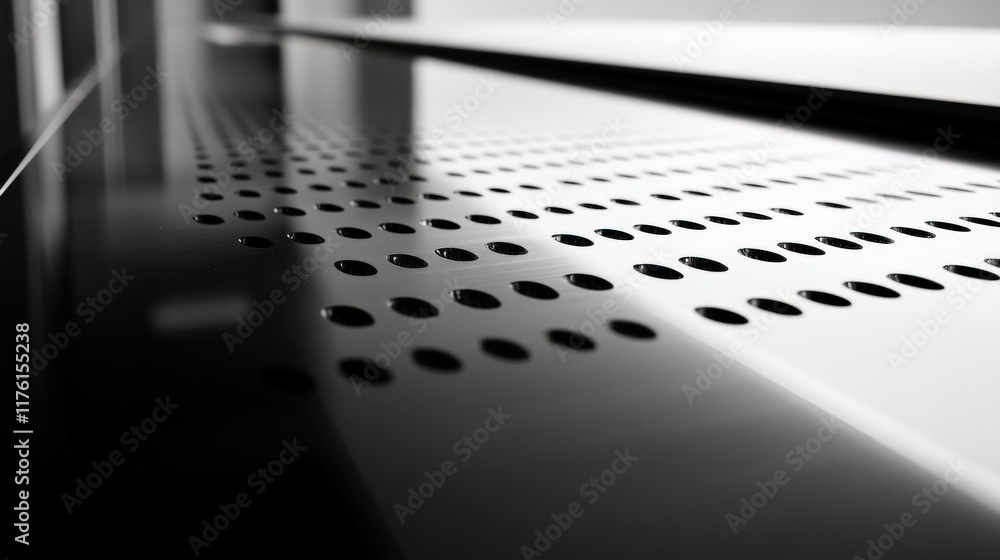 Aufkleber sleek industrial surface with elegant dot patterns and soft reflections in monochrome black and whit