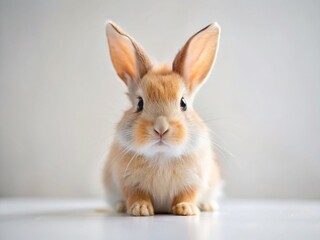 Obraz premium Adorable 6-Month-Old Dwarf Rabbit Posing Against a Pure White Background