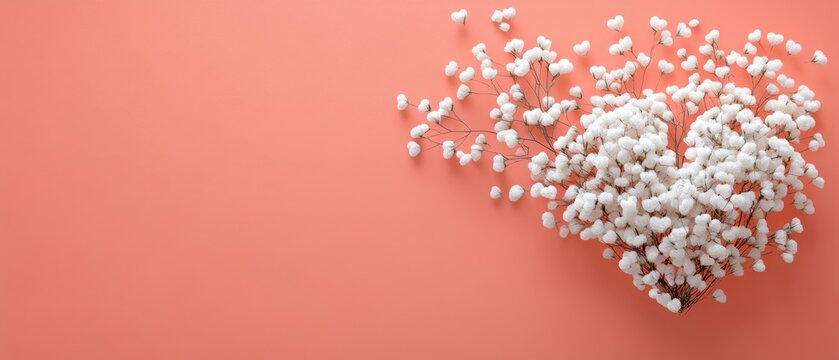 Intricate heartshaped floral patterns on a pale pink background leaving space for text copy space artistic theme ethereal overlay stationery backdrop - Powered by Adobe