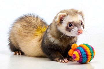 Naklejka premium Adorable Ferret Posing for Product Photography - Cute Pet Supplies