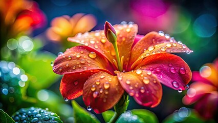 Kiss Me Quick Flower Rain Drops Tilt Shift Miniature Photography, Macro Closeup, Dew Drops, Tiny World, Floral Photography