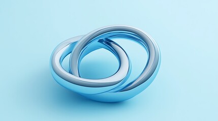 Abstract 3D render of two interlocked rings with a gradient blue background