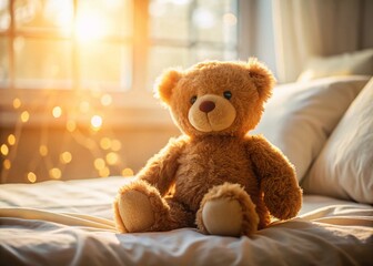Adorable Plush Toy on Cozy Bed - Soft Toy Photography