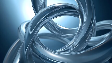 Bright 3D render of interlocking rings in space with a soft blue background