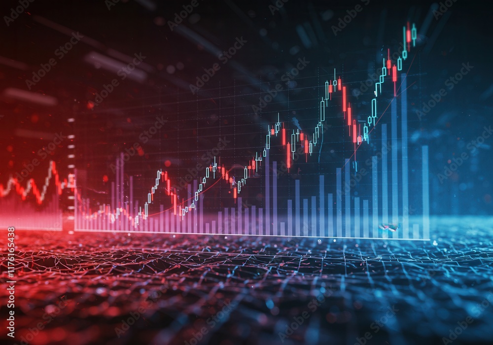 Aufkleber futuristic financial growth chart with data analytics and technology