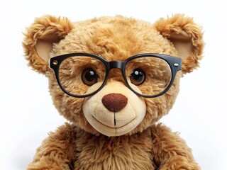 Adorable Teddy Bear in Glasses,  Perfect for Teddy Bear Day Cards & Gifts - Stock Photo