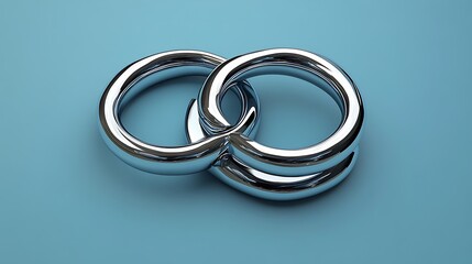 Fototapeta premium Futuristic abstract design of interconnected rings on a cool blue background