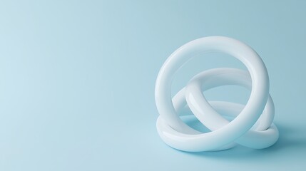 Clean and minimalistic 3D render of interlocked rings with a light blue backdrop