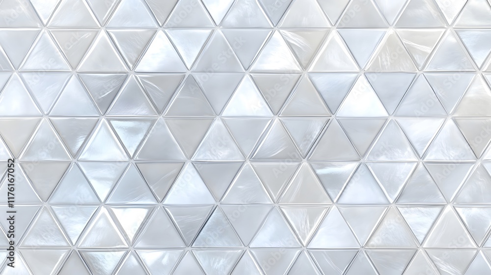 Poster tessellated triangular pattern in off-white glossy material