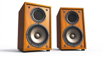 Vintage wooden speakers with modern sound design, showcasing high-quality audio performance and...